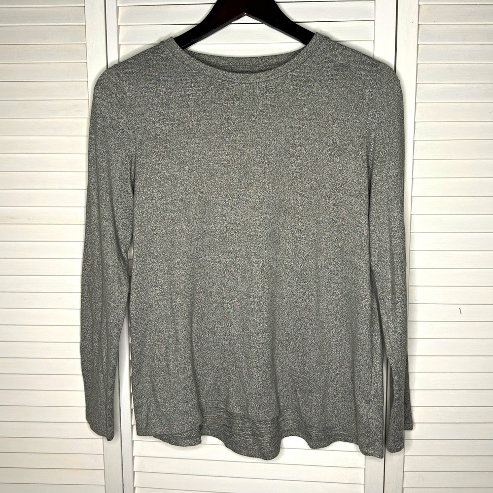 American Eagle Soft & Sexy Plush Women's M Gray Long Sleeve Crew Neck Top Casual